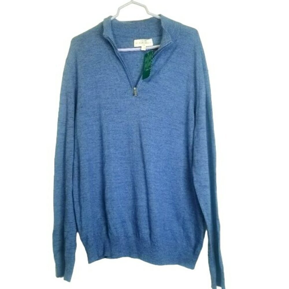 Hawker Rye Men’s Sweater Blue knit cotton cashmere blend Henley XL NWT
